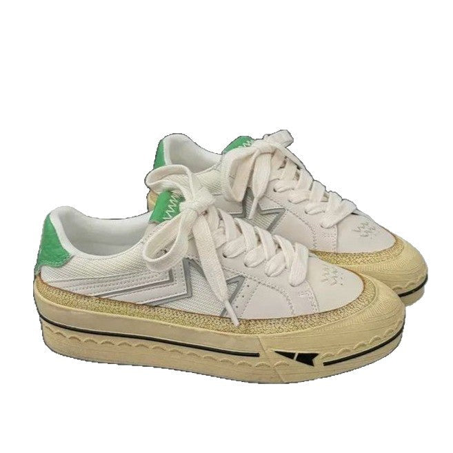 Damen modische Plattform Sneakers mit robustem Obermaterial und glänzendem Akzent R&B
