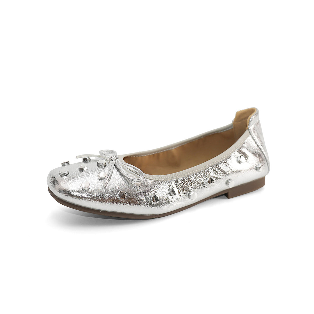 Damen Ballerinas mit schimmerndem Obermaterial und funkelnden Strassverzierungen R&B