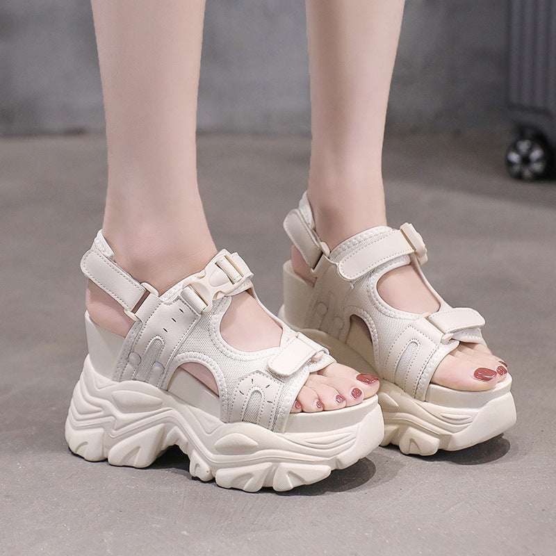 Damen Sportliche Plateau-Sandalen mit verstellbaren Riemen und rutschfester Sohle