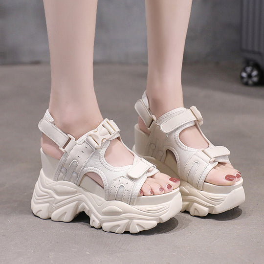 Damen Sportliche Plateau-Sandalen mit verstellbaren Riemen und rutschfester Sohle R&B