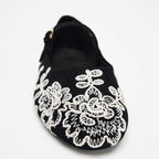 Damen Ballerinas mit verstellbarem Riemendesign und aufwendiger Blumenstickerei R&B