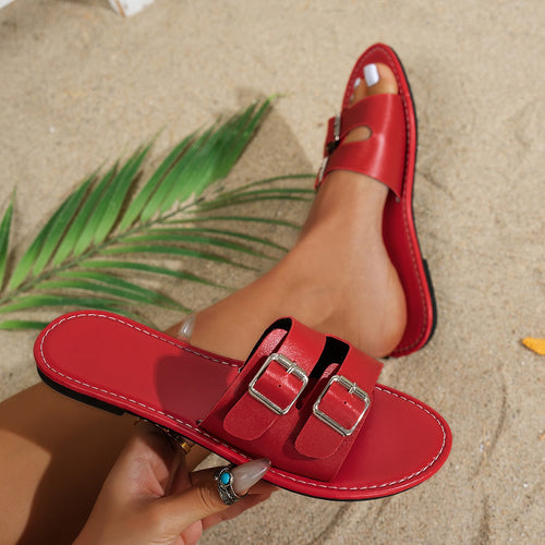 Damen modische Riemensandalen mit doppeltem Schnallenverschluss R&B