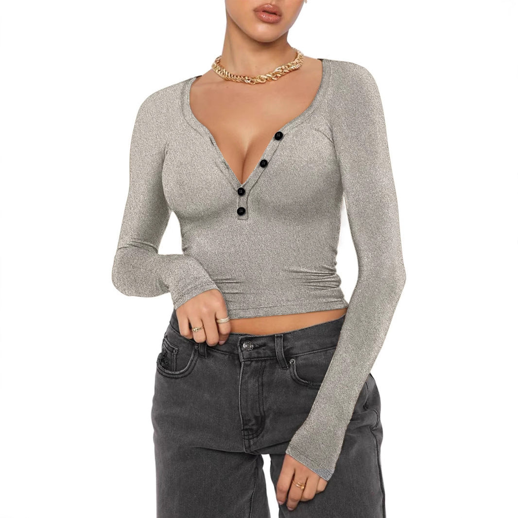Damen Figurbetontes Langarmshirt aus elastischem Stoff R&B