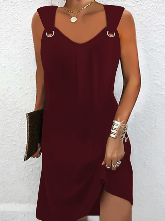 Damen minimalistisch gestaltetes Kleid mit schulterfreien Riemen und seitlichem Schlitz R&B