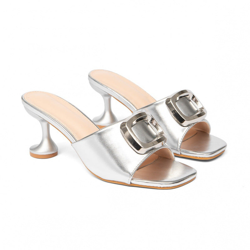 Damen Glamouröse Mules mit elegantem Metallakzent R&B