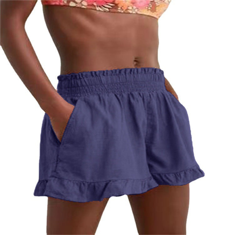 Damen Lockere Shorts mit Volant und Taschen R&B