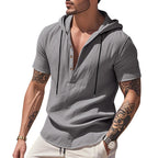 Herren lässiges Kapuzenshirt mit Knopfleiste und modischem Design R&B