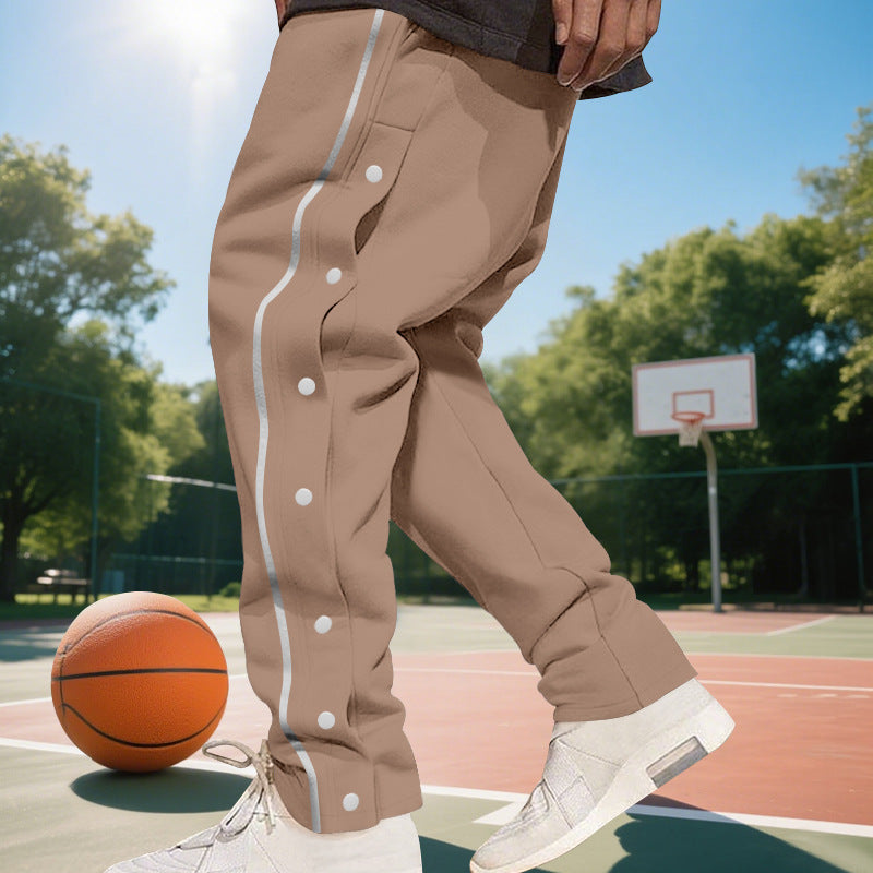 Herren Sportliche Jogginghose mit seitlichen Druckknöpfen und elastischem Bund R&B