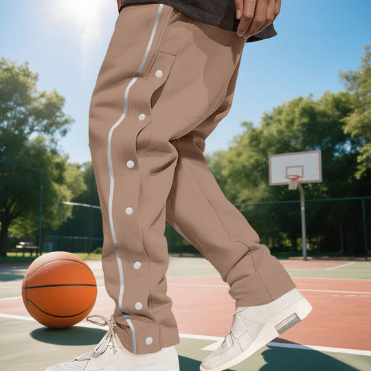 Herren Sportliche Jogginghose mit seitlichen Druckknöpfen und elastischem Bund R&B