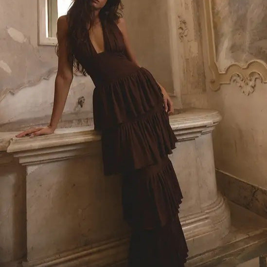 Damen Festliches Maxikleid mit Volantröcken R&B