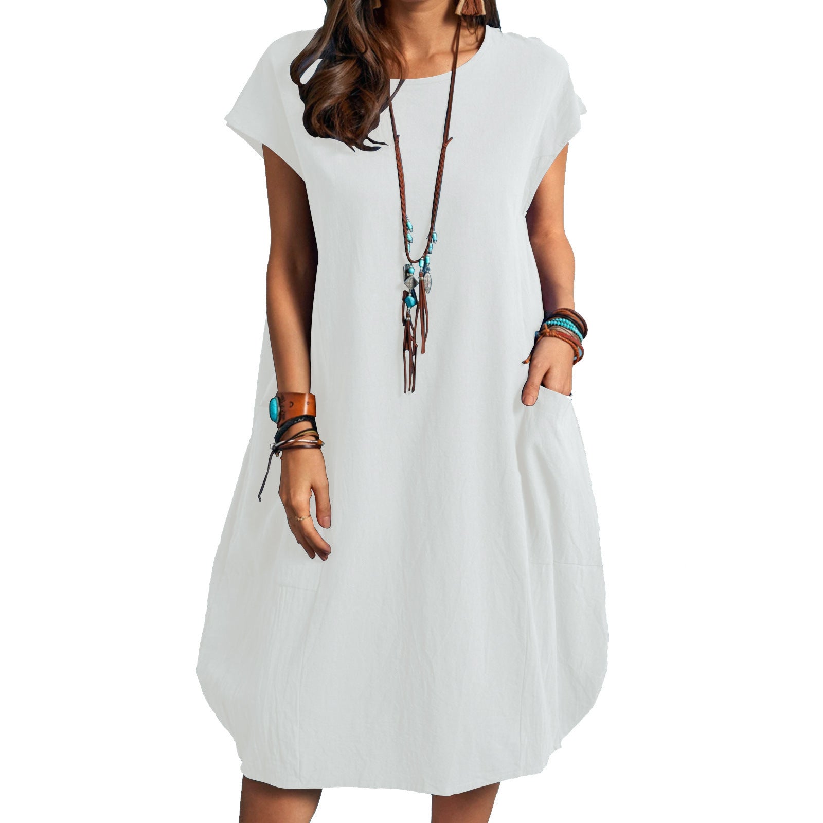 Damen luftiges Sommerkleid mit praktischen Taschen und modernem Schnitt R&B