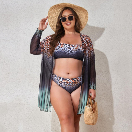 Damen Strandensemble mit Leopardmuster R&B