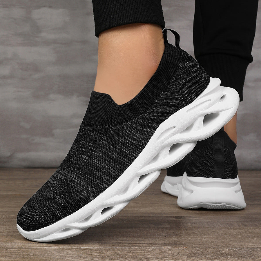 Damen Elastische Slip-On Sneakers mit rutschfester Sohle und atmungsaktiver Obermaterialstruktur