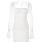Damen Mini-Kleid mit transparenten Ärmeln und raffiniertem Schnitt R&B