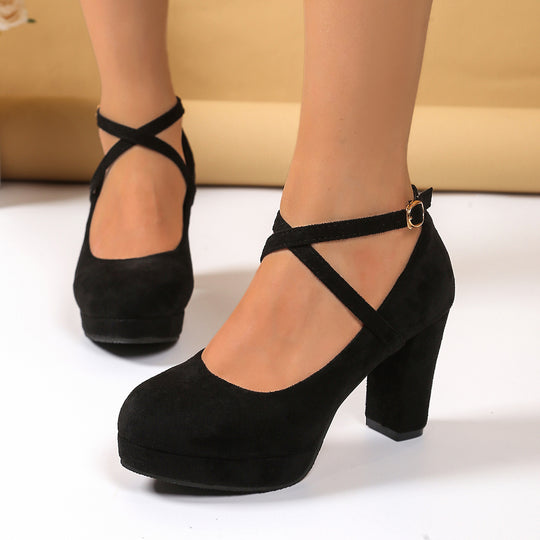 Damen Plattformpumps mit gekreuzten Riemen und elegantem Absatz R&B