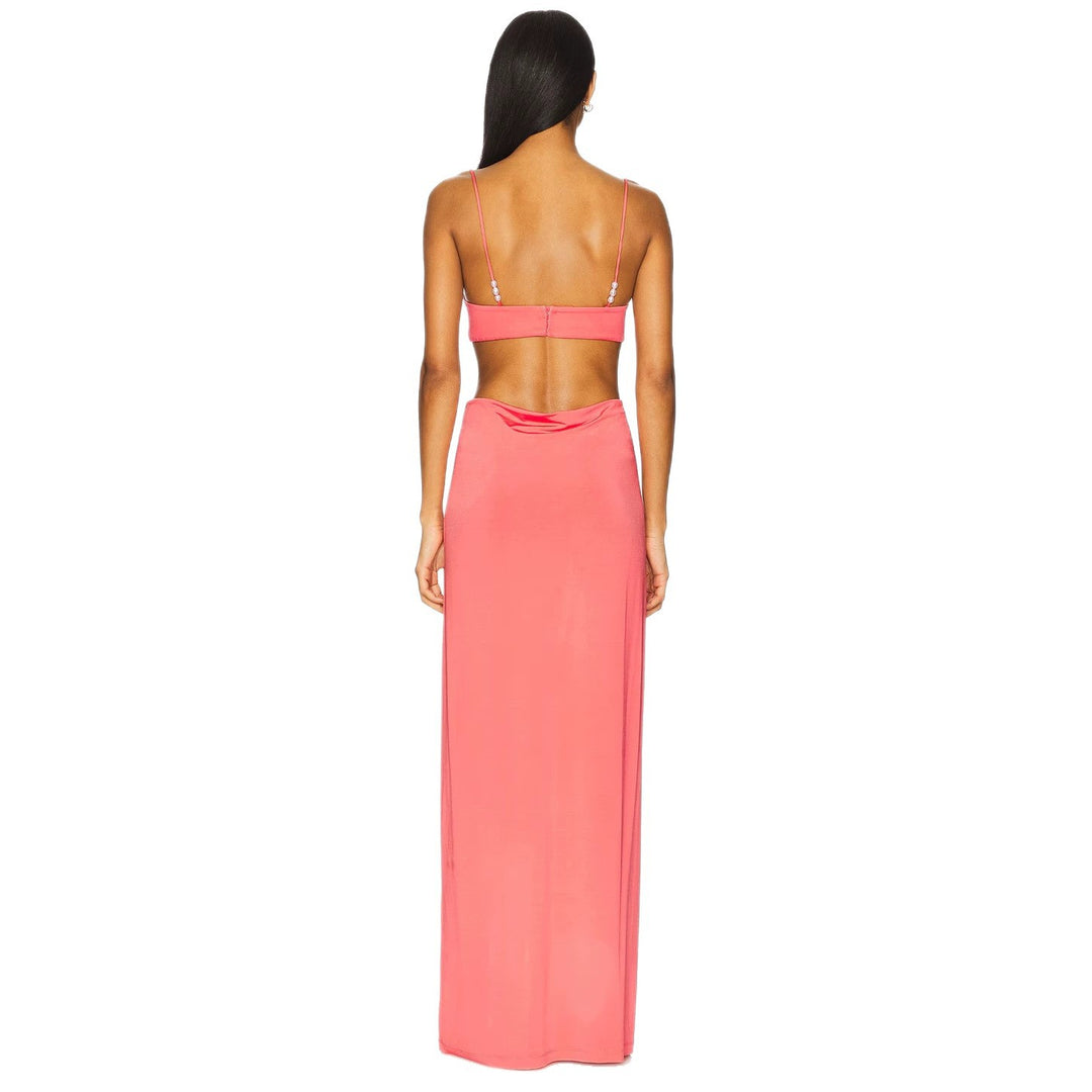 Damen nan Maxikleid mit Bustier-Cups, seitlichen Cut-Outs und feinen Spaghettiträgern R&B