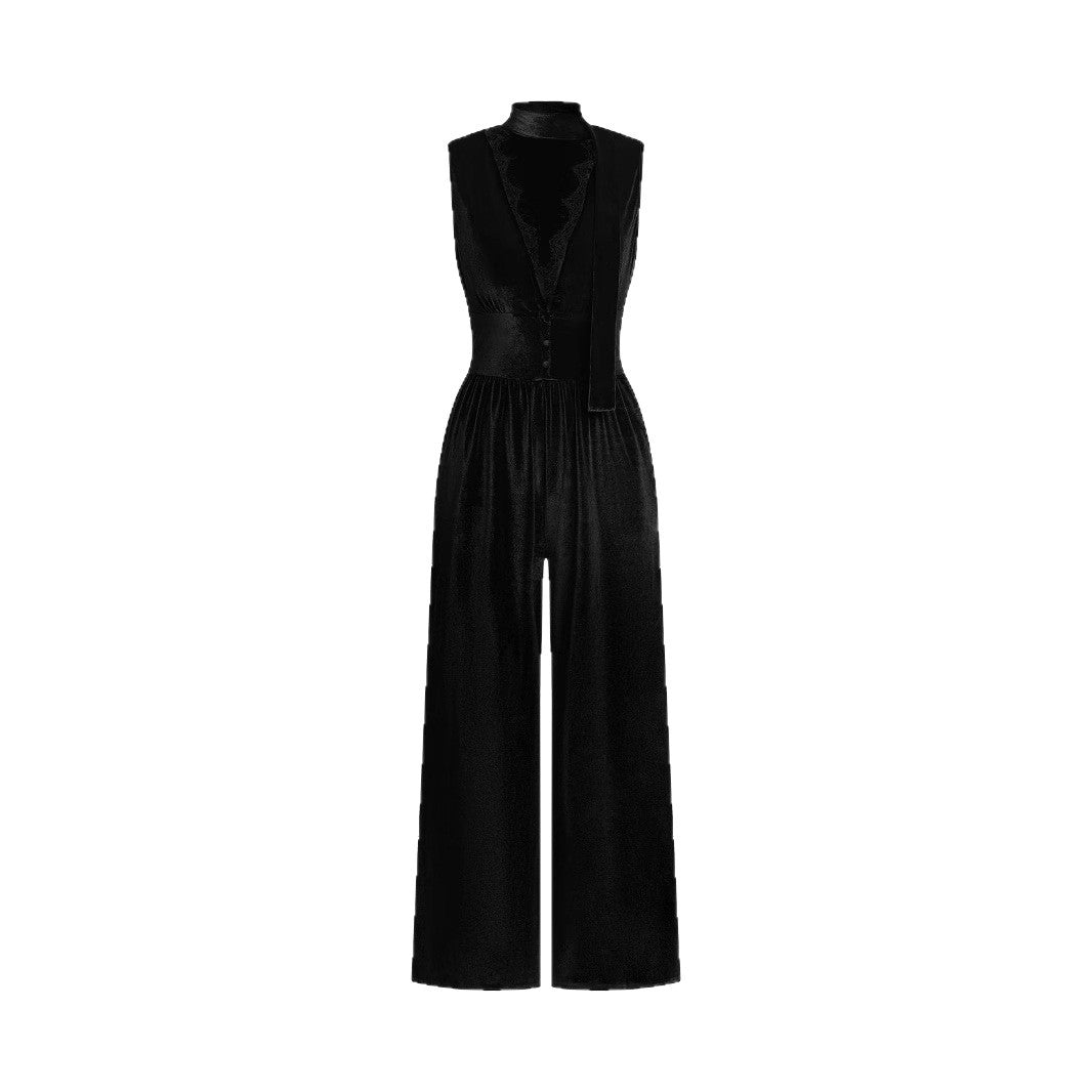 Damen Elegante und vielseitige Jumpsuit mit weitem Beinen R&B