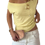 Damen Off-Shoulder Crop-Top mit figurbetontem Schnitt R&B