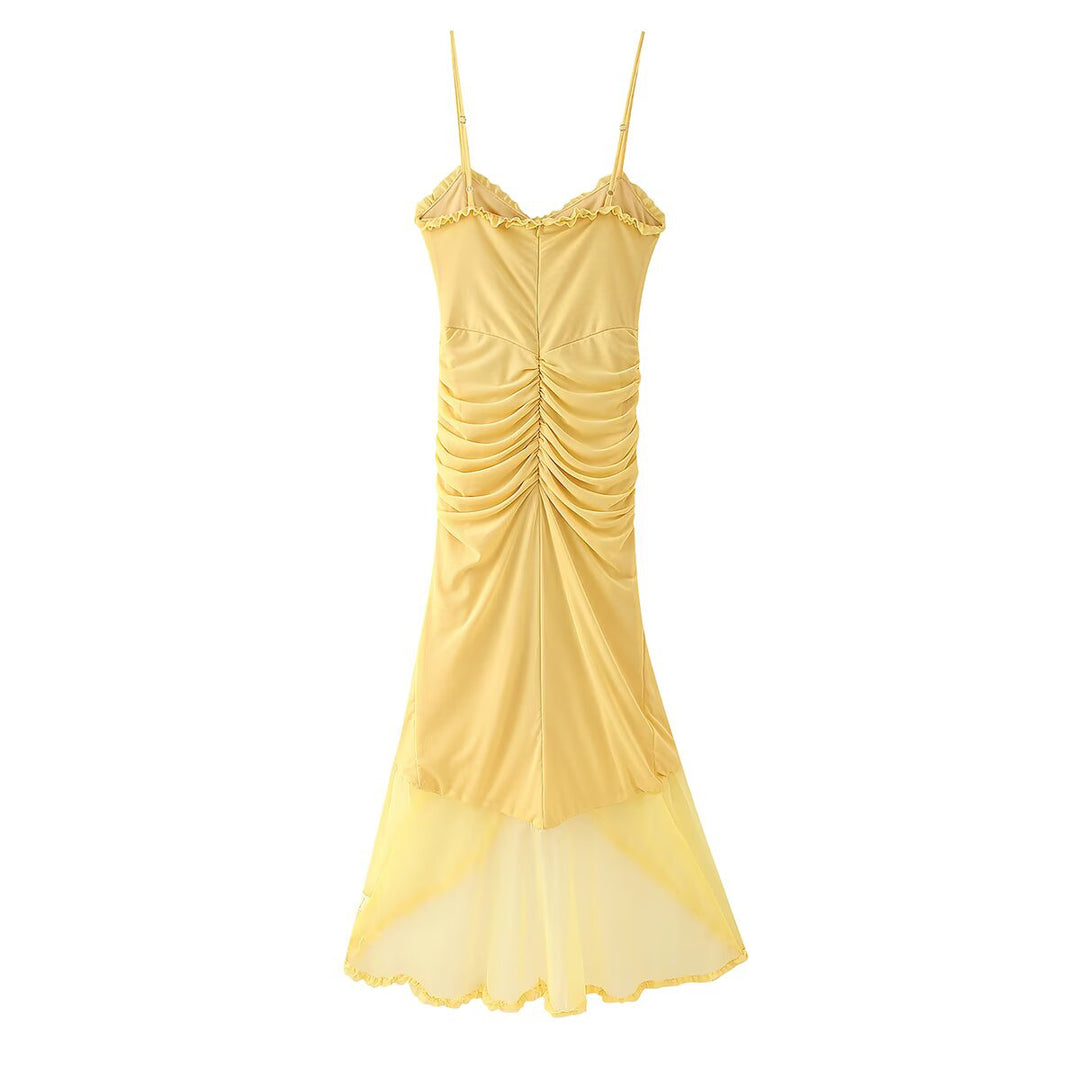 Damen Maxi-Kleid mit elegantem Rüschendesign und kunstvoller Drapierung R&B