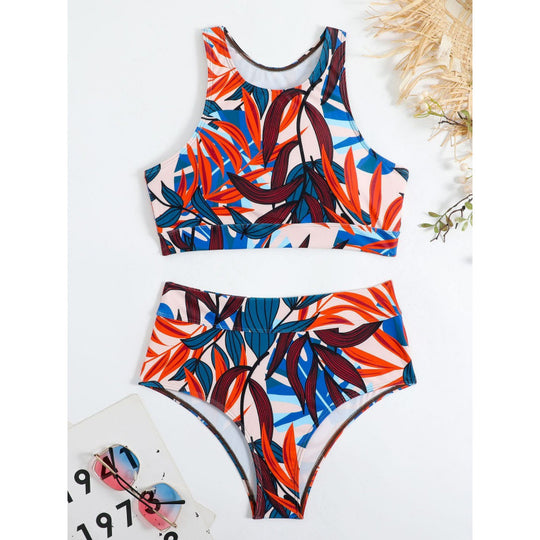 Damen Bikini-Set mit hohem Bund und sportlichem Oberteil R&B