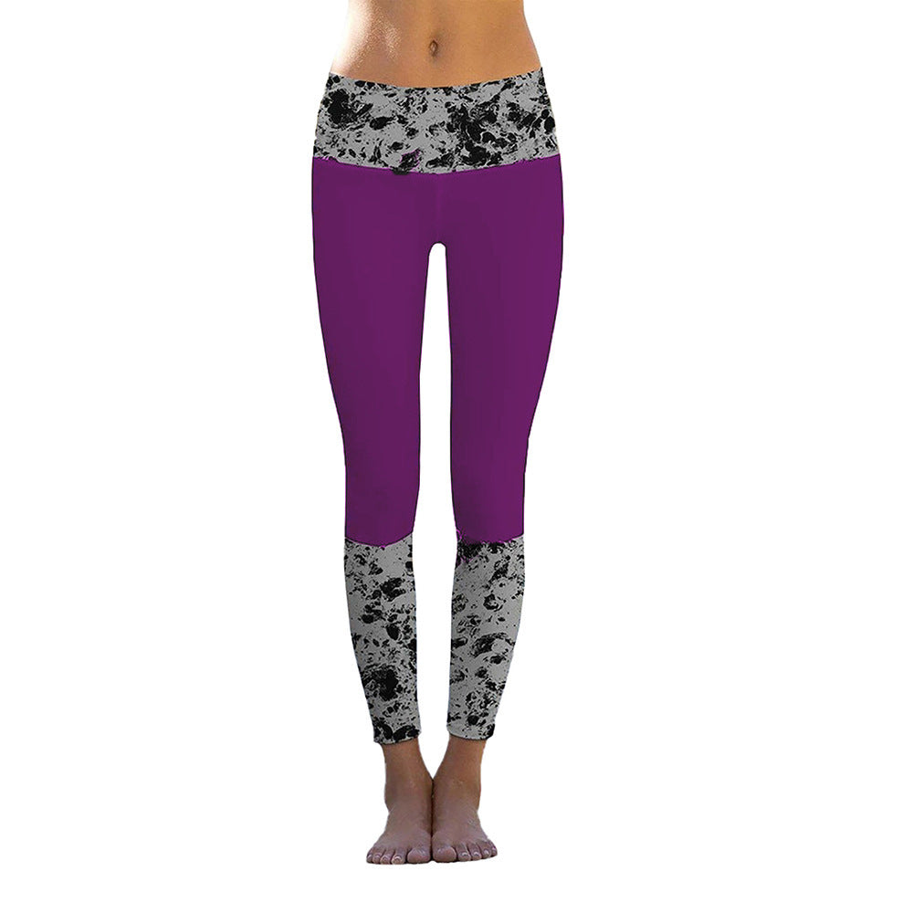 Damen Sportliche Leggings mit stylishem Marmormuster und hohem Bund R&B