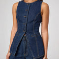 Damen Jeansweste mit tailliertem Schnitt und praktischen Taschen R&B