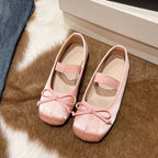Damen elegante Ballerinas mit verstellbarem Riemen und Schleifenverzierung R&B
