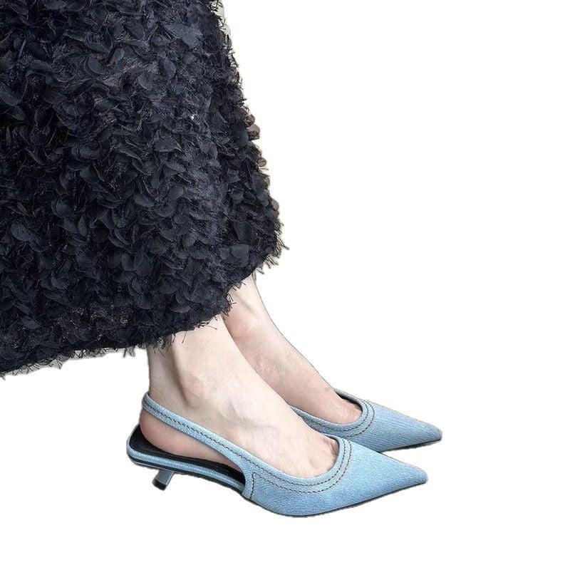 Damen Slingback Pumps aus hochwertigem Denim R&B
