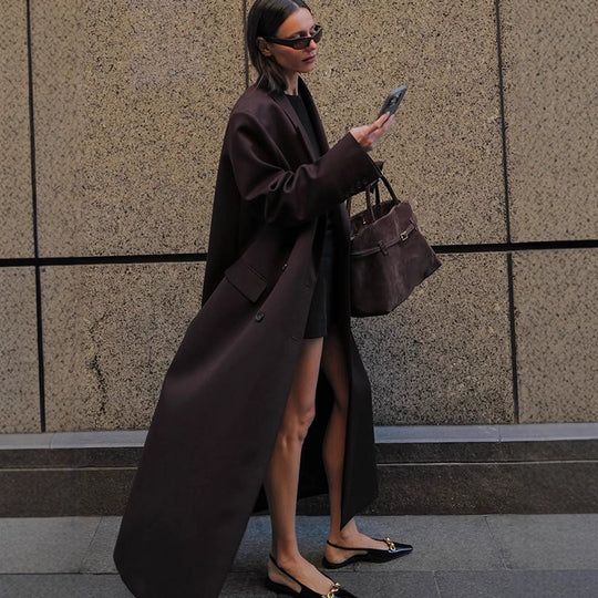 Damen Lange Oversized Jacke R&B