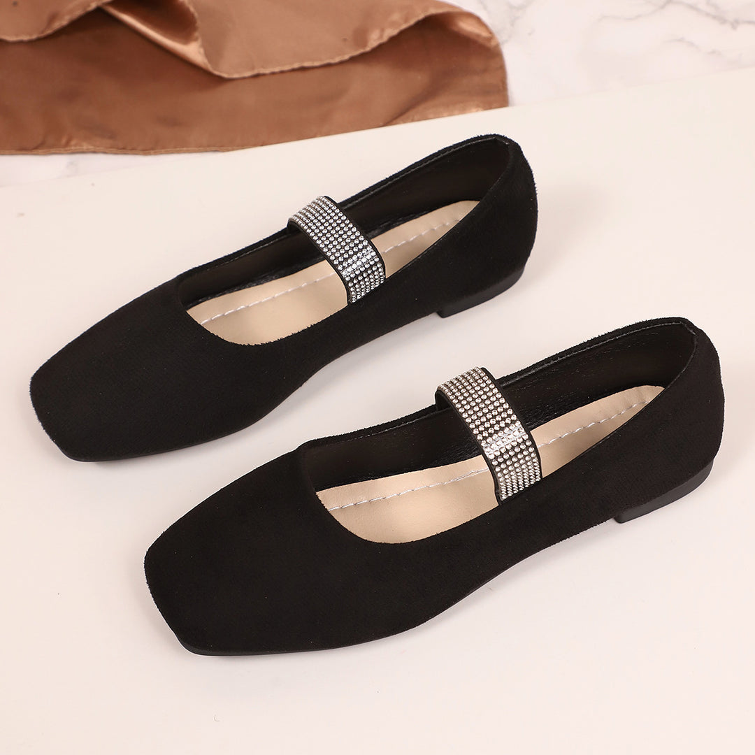 Damen Ballerinas mit glamourösem Riemchen und glitzerndem Schmuckdetail R&B