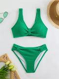 Femme Strukturierter Hochgeschnittener Bikini-Set R&B