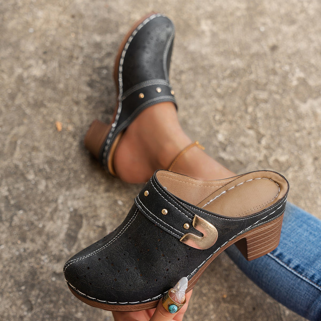 Damen Hohe Clogs mit floralem Muster und ergonomischem Fußbett R&B