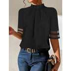 Damen elegante Bluse mit transparenten Ärmeln R&B