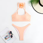 Damen Bikini-Set mit floralem Detail und hohem Beinausschnitt R&B