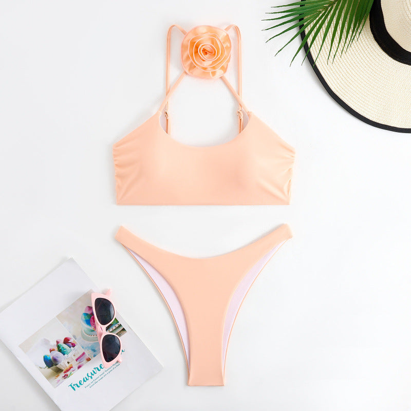 Damen Bikini-Set mit floralem Detail und hohem Beinausschnitt R&B