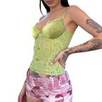 Damen Spitzen-Camisole mit wunderschöner Raffung und knopfartigen Akzenten R&B
