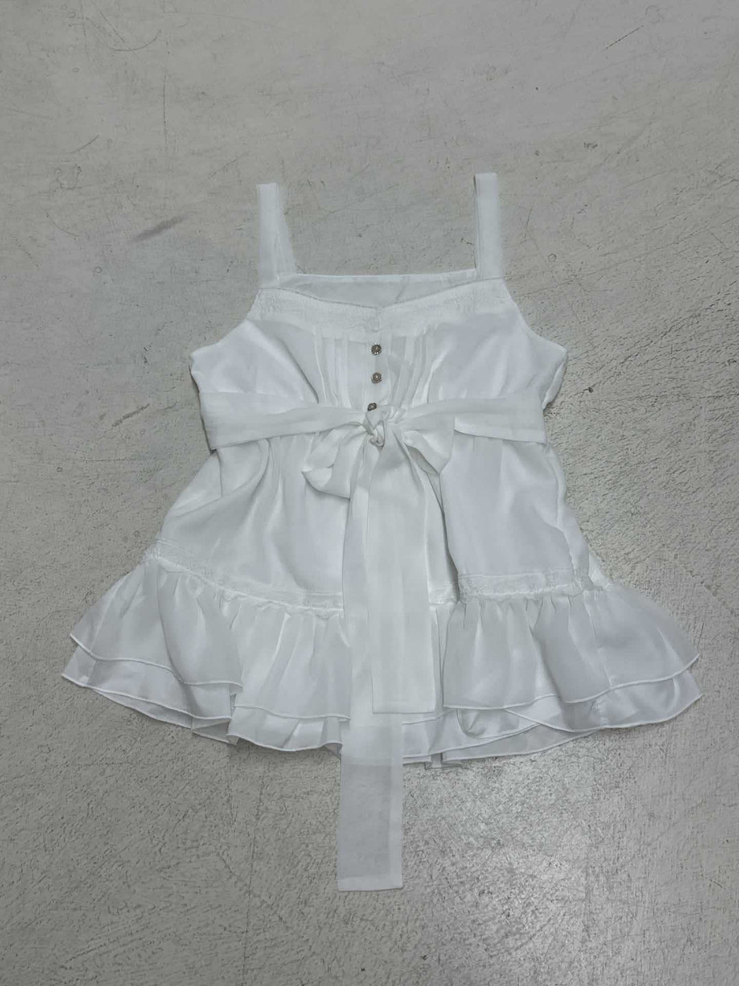 Damen luftiges Spaghetti-Trägertop mit Rüschendetails und dekorativer Schleife R&B