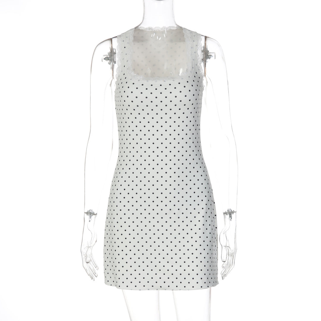 Damen Verspieltes Minikleid mit Punkten und Spitzenbesatz R&B