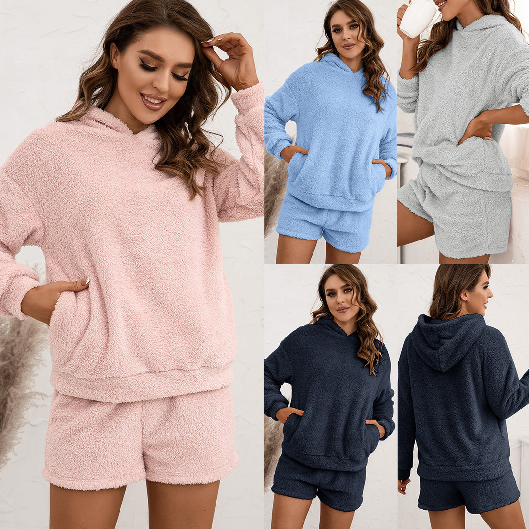 Damen Fleece-Hoodie und Shorts Set R&B