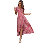 Damen Wickelkleid mit floralem Design und feinem V-Ausschnitt R&B