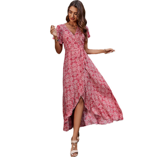 Damen Wickelkleid mit floralem Design und feinem V-Ausschnitt R&B