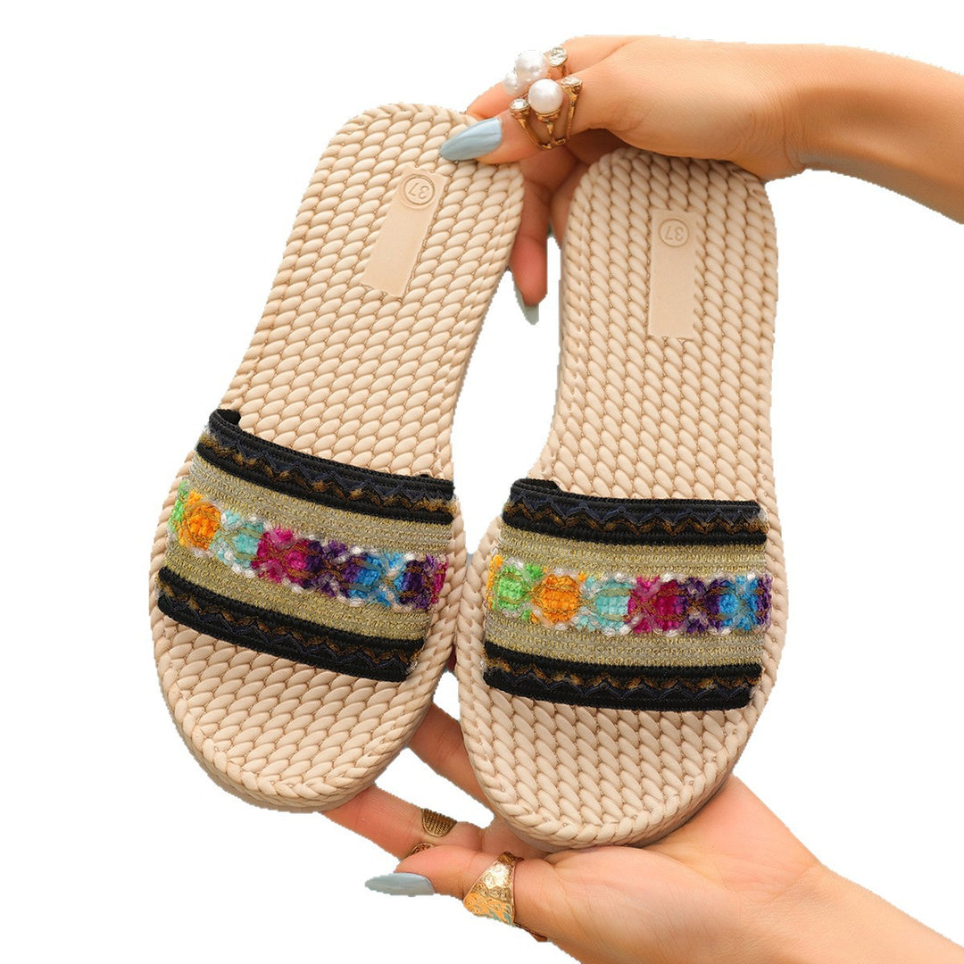 Damen Sommerliche Riemchen-Sandalen mit dekorativen Perlen R&B