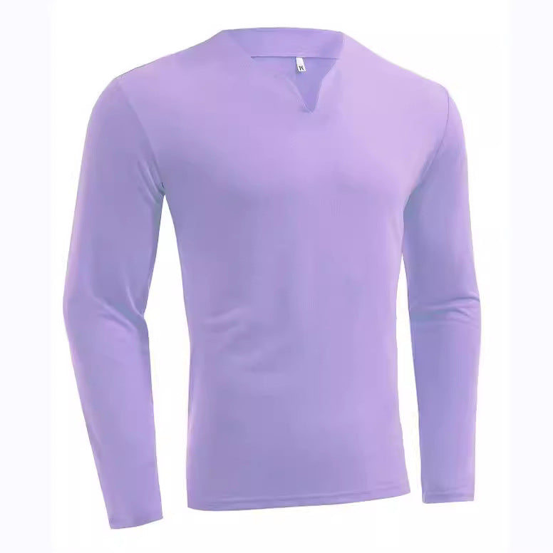 Herren nan Langarmshirt mit V-Ausschnitt Slim Fit Baumwollmix und elastischem Komfortbund R&B