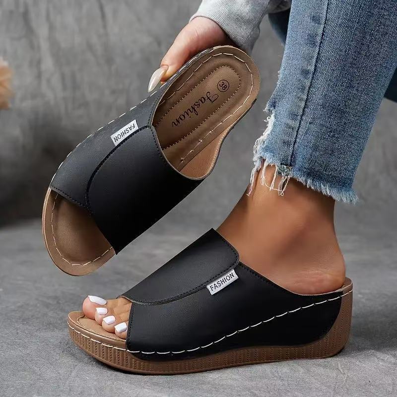 Damen Wedge-Sandalen mit komfortablem Fußbett und modischem Riemendesign R&B