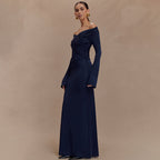 Damen elegantes Maxikleid mit off-shoulder Design und Wickeldetails