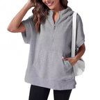 Damen Lässiger Kapuzenpullover mit Reißverschluss und praktischen Taschen R&B