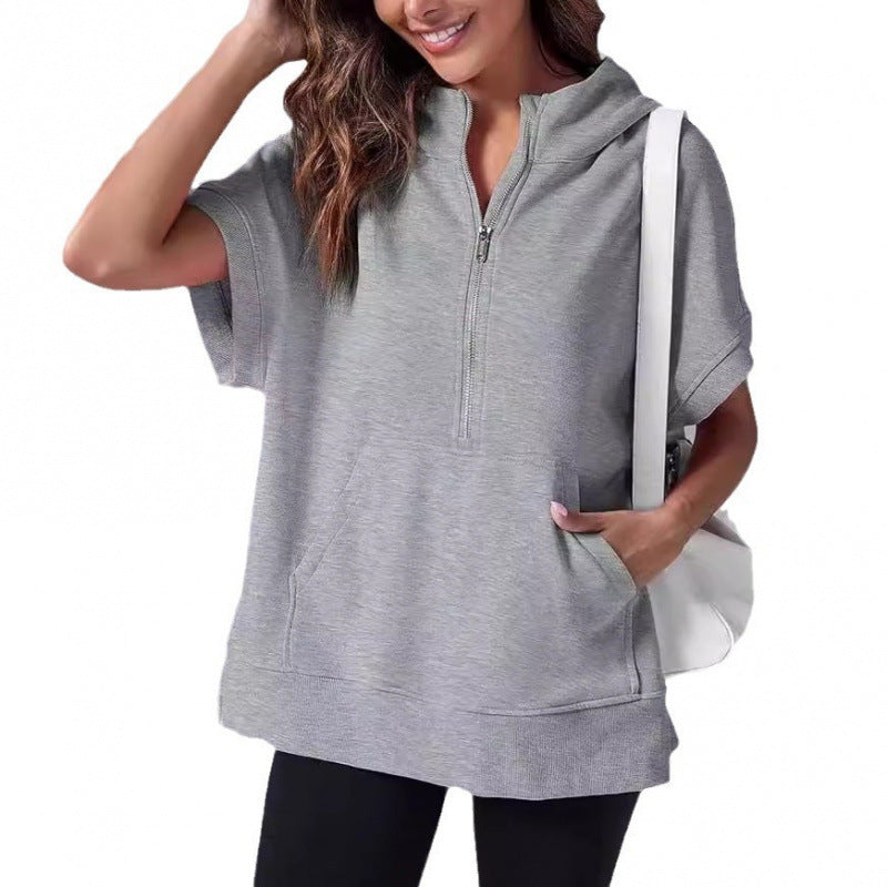 Damen Lässiger Kapuzenpullover mit Reißverschluss und praktischen Taschen R&B