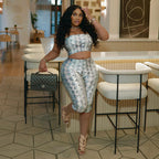 Damen Top und Leggings Set im Schlangenleder-Design R&B