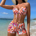 Damen Zweiteiliges Bikini-Set mit hochgezogenem Höschen und verstellbaren Trägern R&B