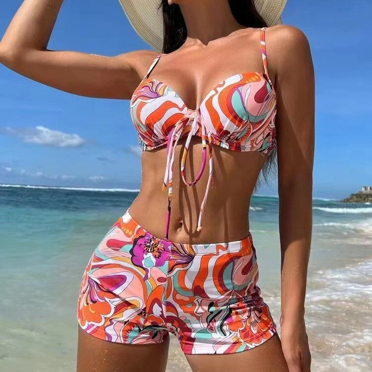 Damen Zweiteiliges Bikini-Set mit hochgezogenem Höschen und verstellbaren Trägern R&B